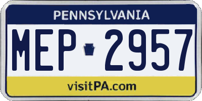 PA license plate MEP2957