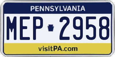 PA license plate MEP2958