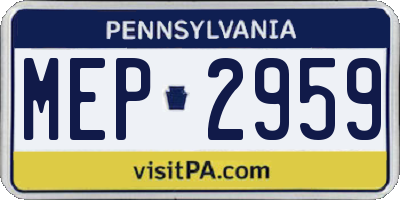 PA license plate MEP2959