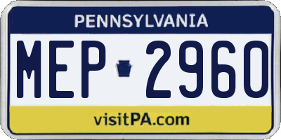 PA license plate MEP2960