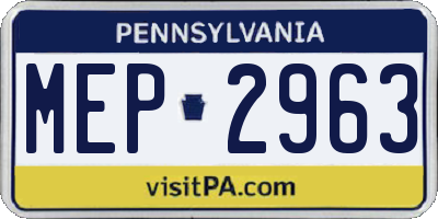 PA license plate MEP2963