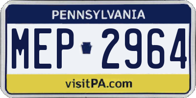 PA license plate MEP2964