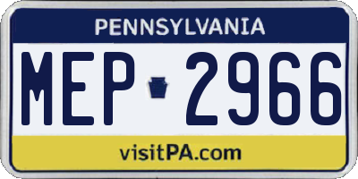 PA license plate MEP2966