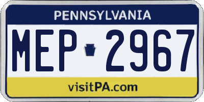 PA license plate MEP2967