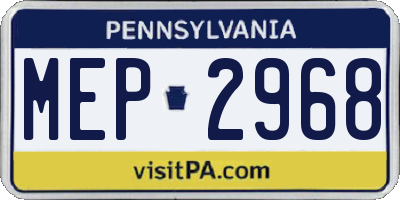 PA license plate MEP2968