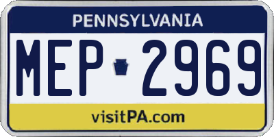 PA license plate MEP2969