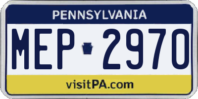 PA license plate MEP2970