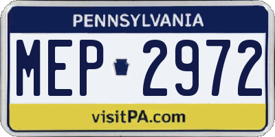 PA license plate MEP2972