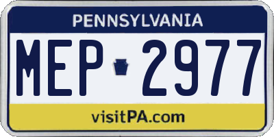 PA license plate MEP2977