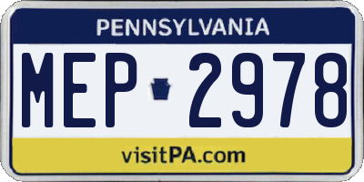 PA license plate MEP2978
