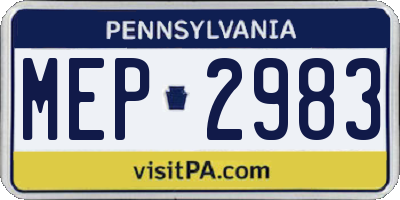 PA license plate MEP2983