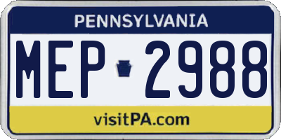 PA license plate MEP2988
