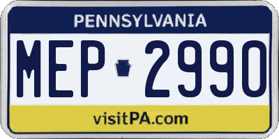 PA license plate MEP2990