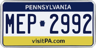 PA license plate MEP2992