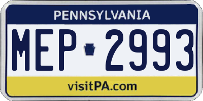 PA license plate MEP2993