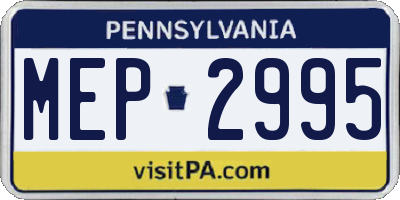 PA license plate MEP2995