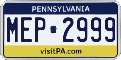 PA license plate MEP2999