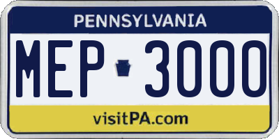 PA license plate MEP3000