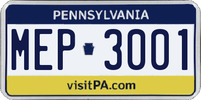 PA license plate MEP3001