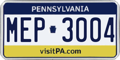 PA license plate MEP3004