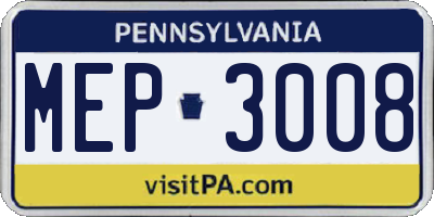 PA license plate MEP3008