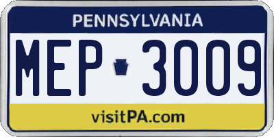 PA license plate MEP3009
