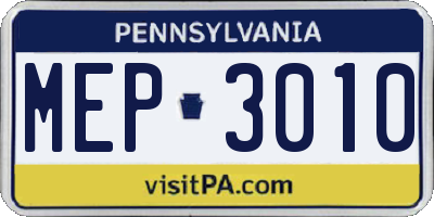 PA license plate MEP3010