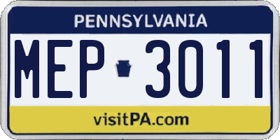 PA license plate MEP3011