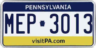 PA license plate MEP3013