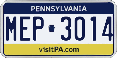 PA license plate MEP3014