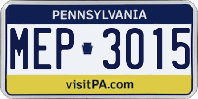 PA license plate MEP3015