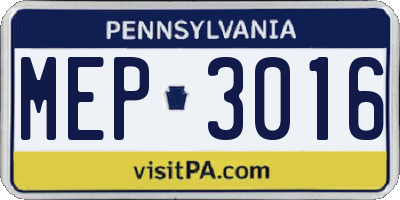 PA license plate MEP3016