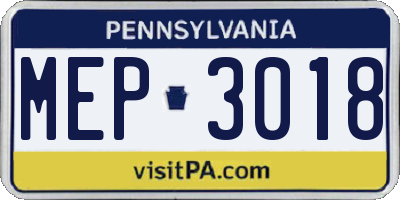 PA license plate MEP3018