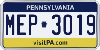 PA license plate MEP3019