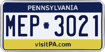 PA license plate MEP3021