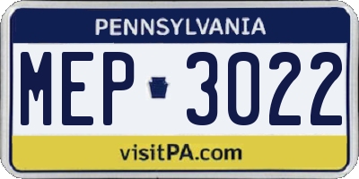 PA license plate MEP3022