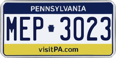 PA license plate MEP3023