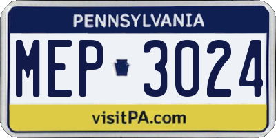 PA license plate MEP3024