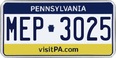 PA license plate MEP3025