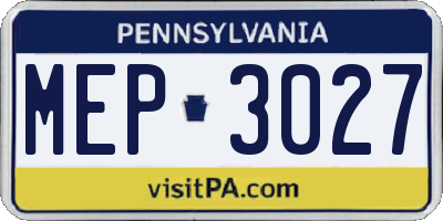 PA license plate MEP3027