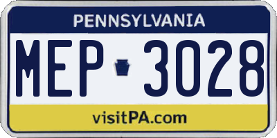 PA license plate MEP3028