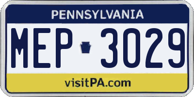 PA license plate MEP3029