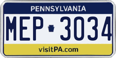 PA license plate MEP3034