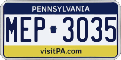 PA license plate MEP3035