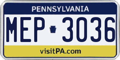 PA license plate MEP3036