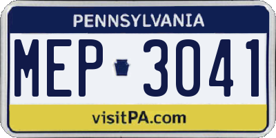 PA license plate MEP3041