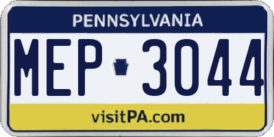 PA license plate MEP3044