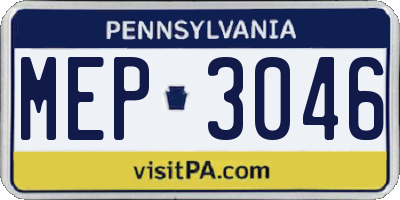 PA license plate MEP3046