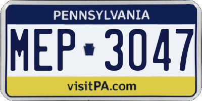 PA license plate MEP3047