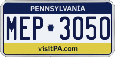 PA license plate MEP3050